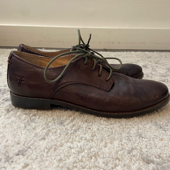 Frye Anna Brown Leather Oxford Shoe - Picture 3 of 5
